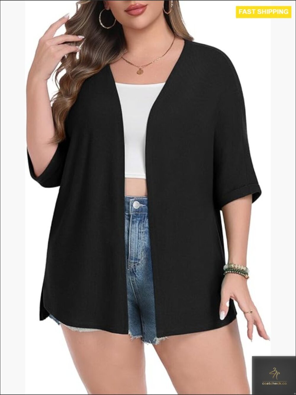 Plus Size Short Sleeve Cardigan Lightweight Loose Open Front Cover Up Summer